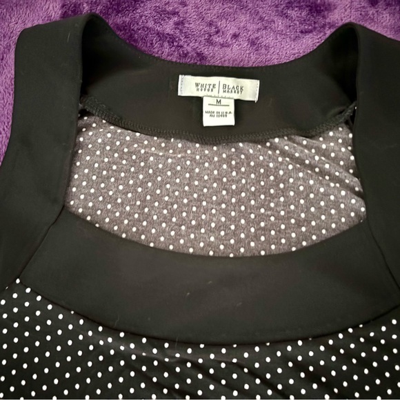WHITE HOUSE BLACK MARKET Black and White Polka Dot Women's Top - Picture 3 of 6